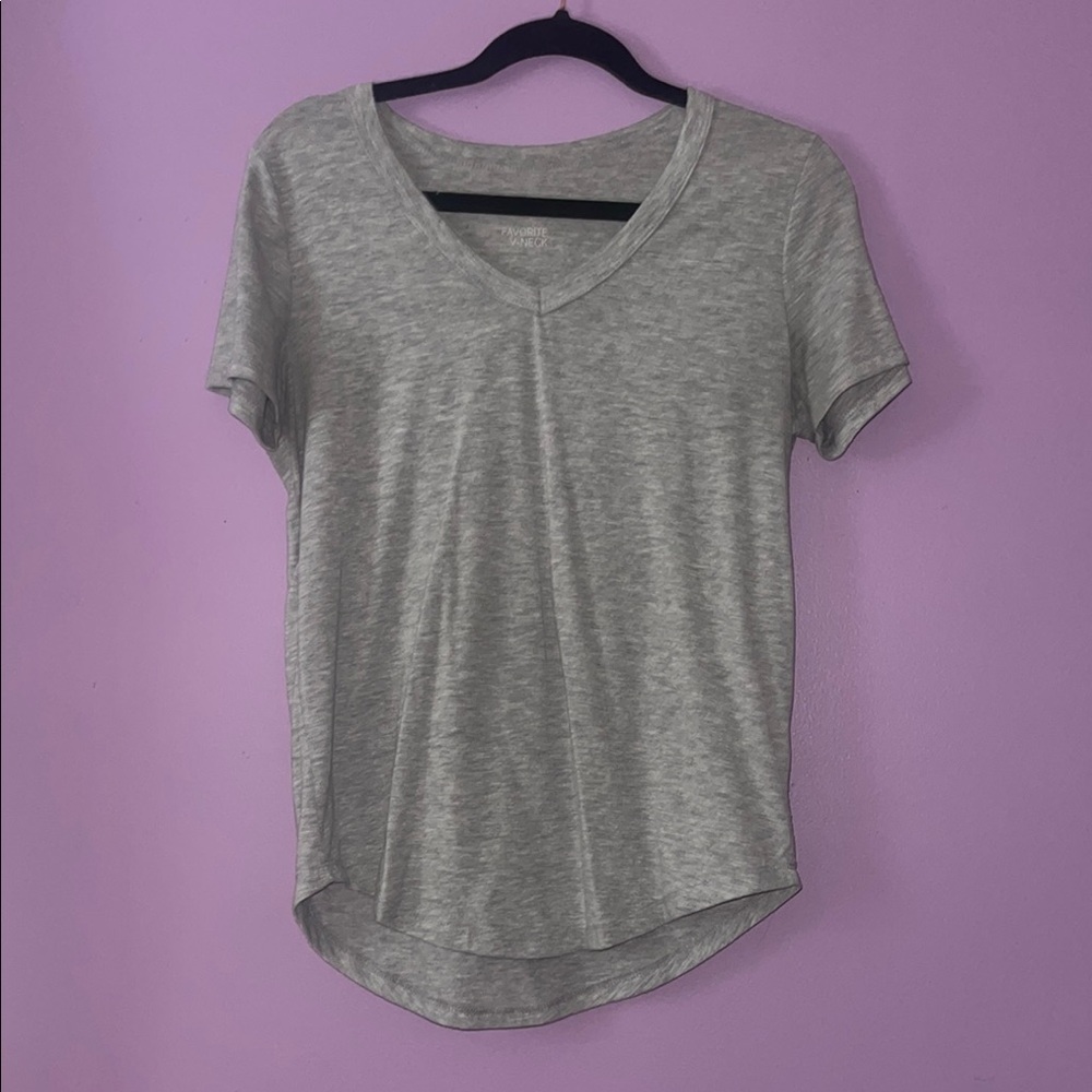 Gray V-Neck Women's Top